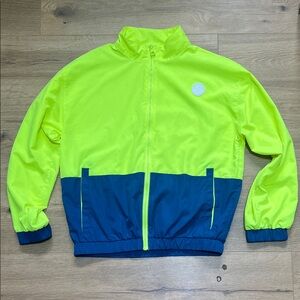 Zyia ActiveWomen’s High-Visibility Two-Tone Utility Jacket in Neon Yellow & Blue